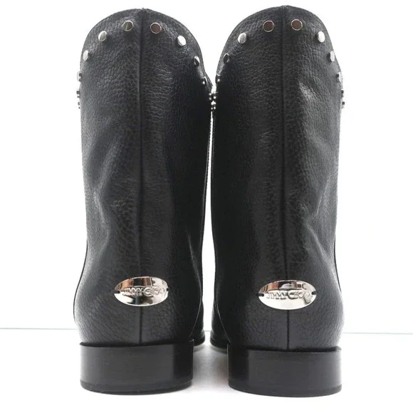 Jimmy Choo Marco Flat Ankle Boots Black Studded Leather Size 37 NEW - Picture 8 of 10